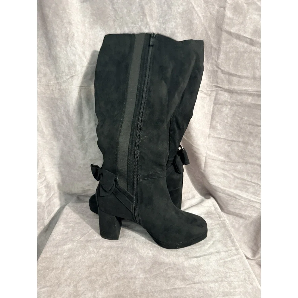 torrid buckle and bow faux suede knee high boot Size 12WW